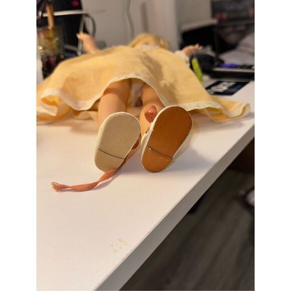 Vintage Doll Toni leather shoes dress under liner eyes work legs work 14 inch - Picture 15 of 15